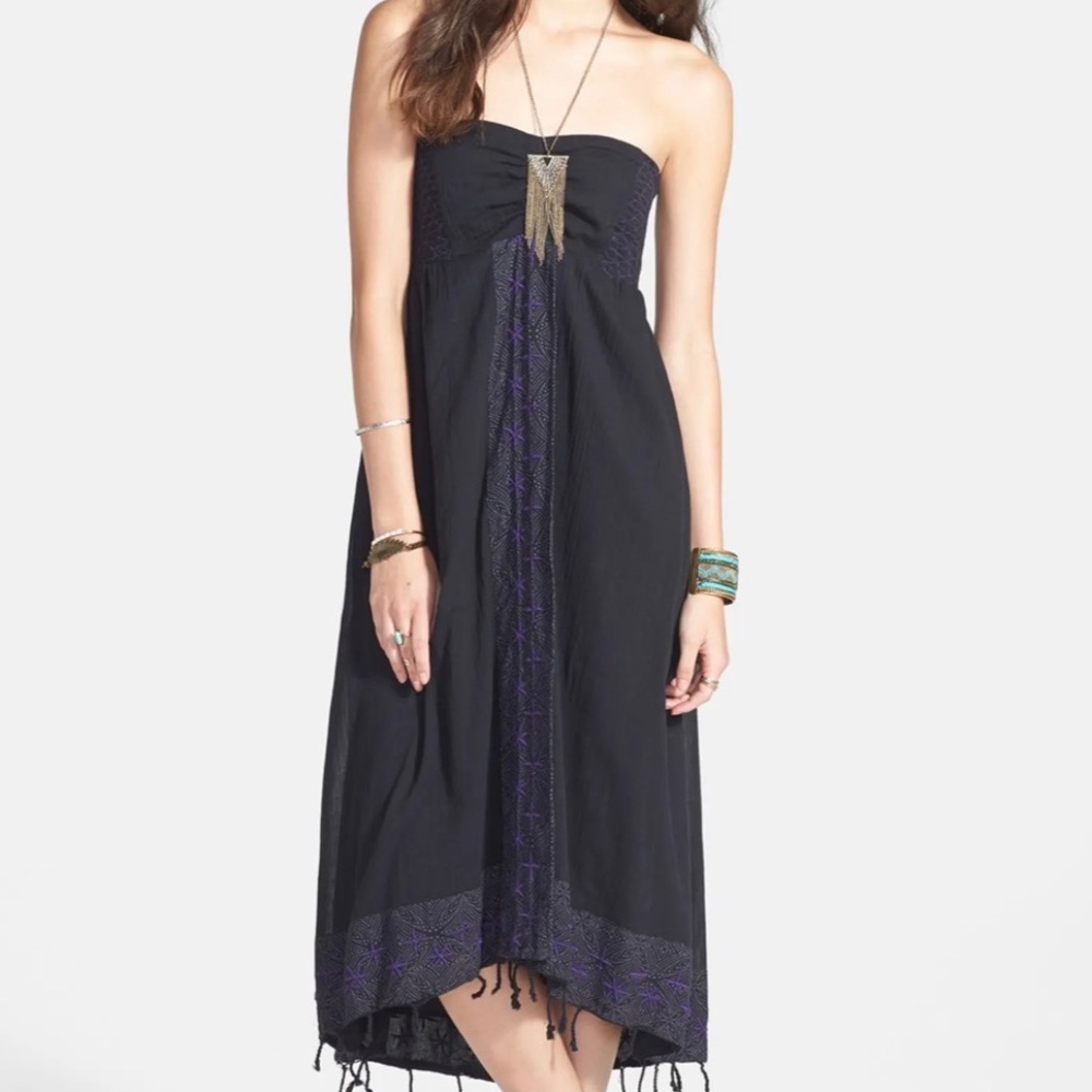 FREE PEOPLE Dress Star of India BOHO Summer Strapless High Low Sun XS Small NEW